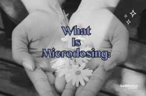 hands holding daisys in black and white. text: What is microdosing?