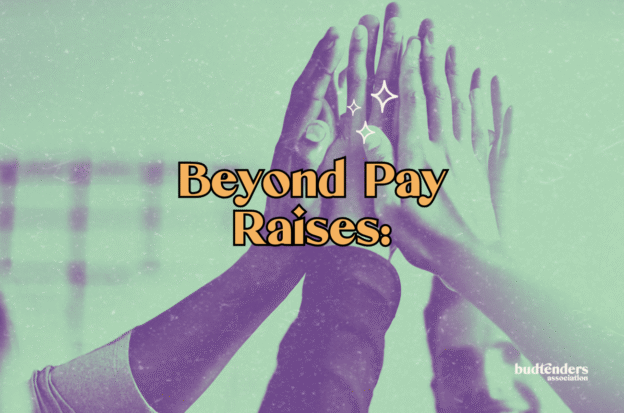 hands high fiving together in green with text. Beyond Pay Raises: